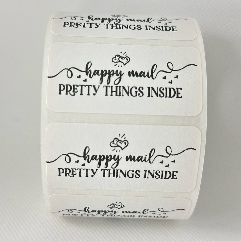 Happy mail sticker | pretty things inside sticker | shipping supplies 2in - Picture 2 of 6